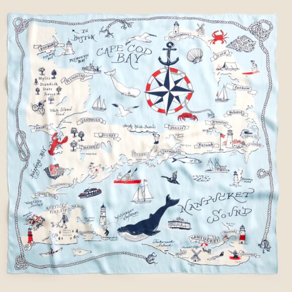 Oversized Silk Bandana For Women | J.Crew NWT - J.Crew Limited-Edition Cape Cod Oversized Silk Bandana